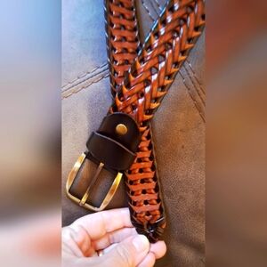 Men Genuine Leather Braided Belt Webbing High Quality Handmade Pin Buckle M-L